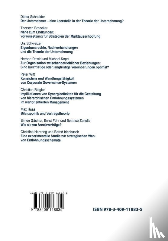 Horst Albach, Peter-J Jost - Theorie Der Unternehmung
