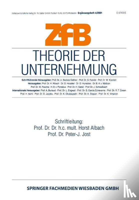 Horst Albach, Peter-J Jost - Theorie Der Unternehmung
