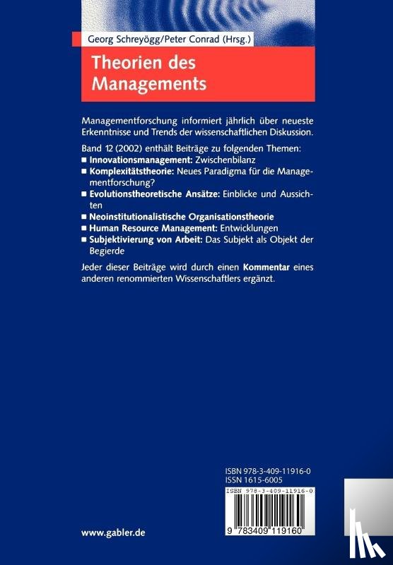 Georg Schreyogg, Peter Conrad - Theorien des Managements