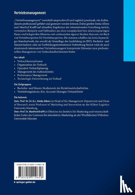 Albers, Soenke, Krafft, Manfred - Vertriebsmanagement