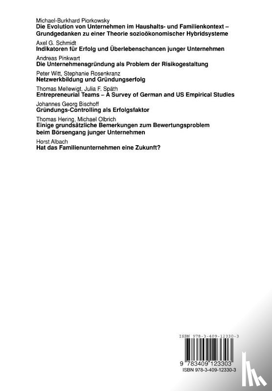 Horst Albach, Andreas Pinkwart - Grundungs- Und UEberlebenschancen Von Familienunternehmen
