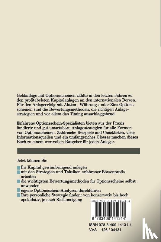 Michael (Technical University of Clausthal, Germany) Demuth - Geldanlage Mit Optionsscheinen