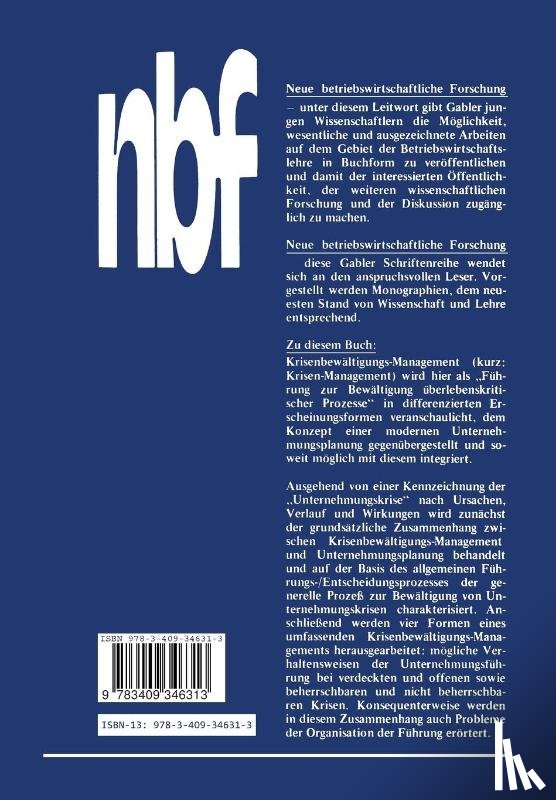 Ulrich Krystek - Krisenbewaltigungs-Management Und Unternehmungsplanung