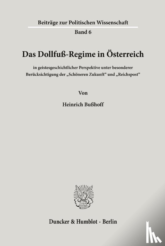 Bußhoff, Heinrich - Das Dollfuß-Regime in Österreich
