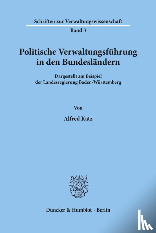 Katz, Alfred - Politische Verwaltungsführung in den Bundesländern.
