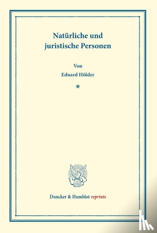 Hölder, Eduard - Natürliche und juristische Personen
