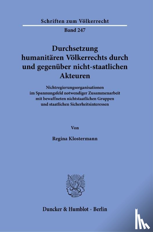 Klostermann, Regina - Durchsetzung humanitären Völkerrechts durch und gegenüber nicht-staatlichen Akteuren.