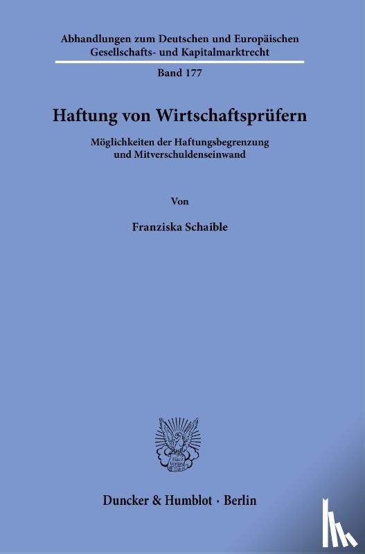 Schaible, Franziska - Haftung von Wirtschaftsprüfern.