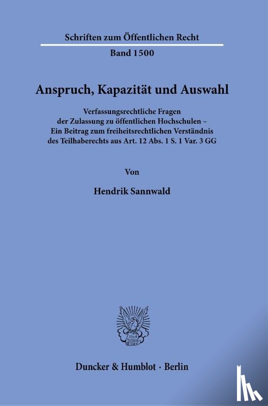 Sannwald, Hendrik - Anspruch, Kapazität und Auswahl.
