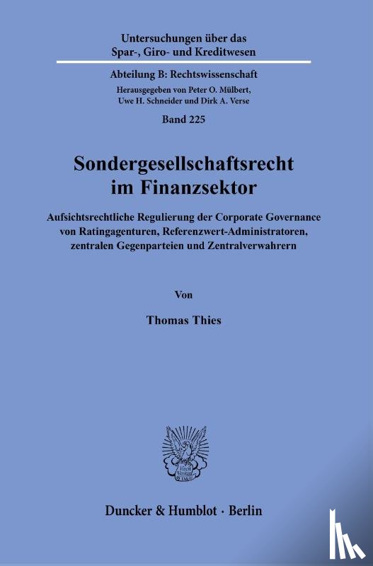 Thies, Thomas - Sondergesellschaftsrecht im Finanzsektor.
