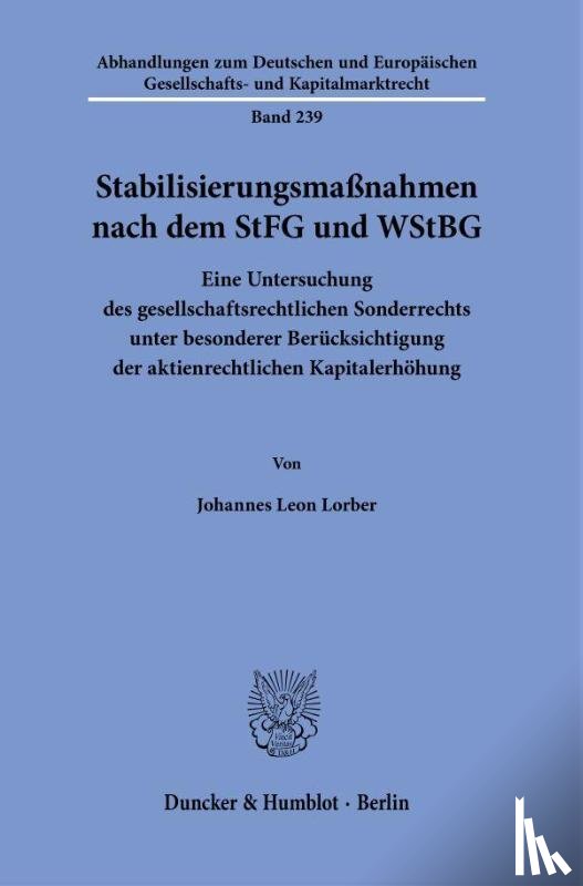 Lorber, Johannes Leon - Stabilisierungsmaßnahmen nach dem StFG und WStBG