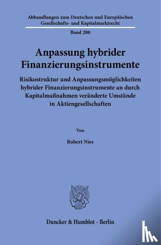 Nies, Robert - Anpassung hybrider Finanzierungsinstrumente