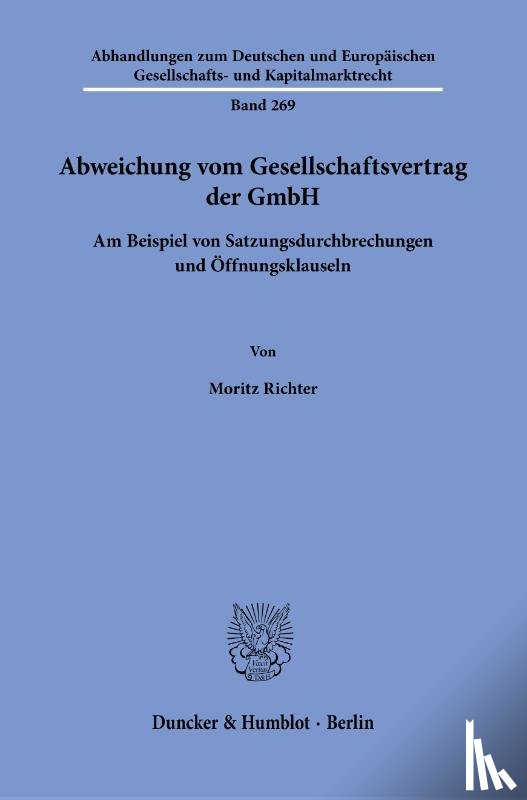 Richter, Moritz - Abweichung vom Gesellschaftsvertrag der GmbH