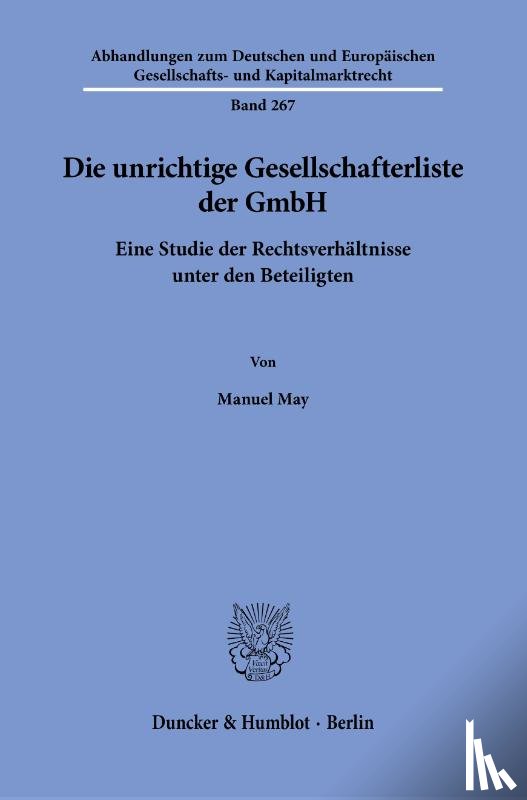 May, Manuel - Die unrichtige Gesellschafterliste der GmbH