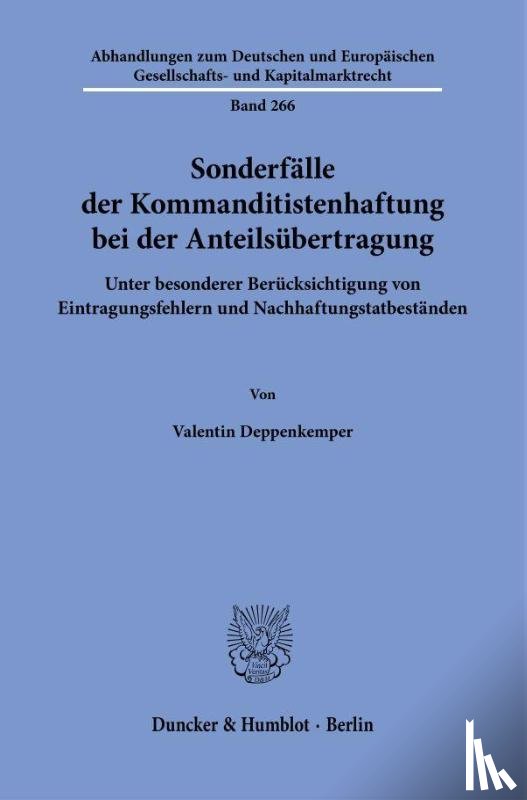 Deppenkemper, Valentin - Sonderfälle der Kommanditistenhaftung bei der Anteilsübertragung