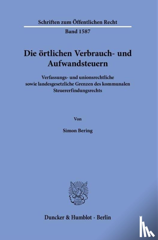 Bering, Simon - Die örtlichen Verbrauch- und Aufwandsteuern