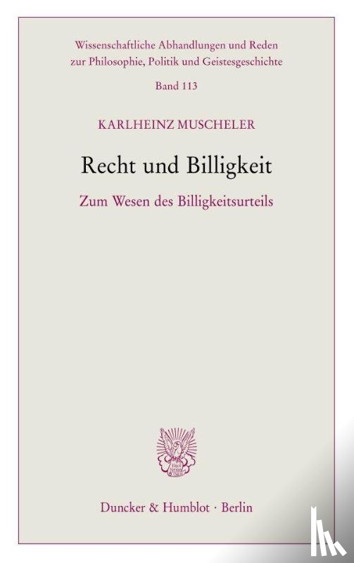 Muscheler, Karlheinz - Recht und Billigkeit