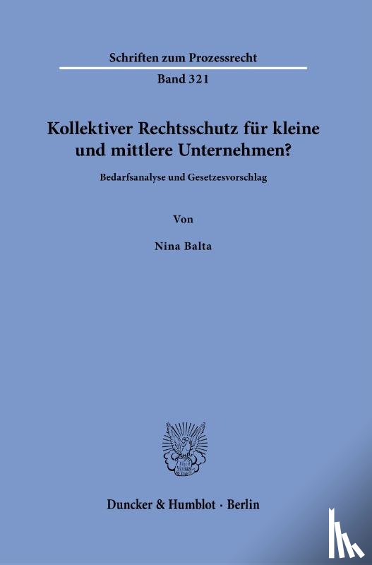 Balta, Nina - Kollektiver Rechtsschutz für kleine und mittlere Unternehmen?