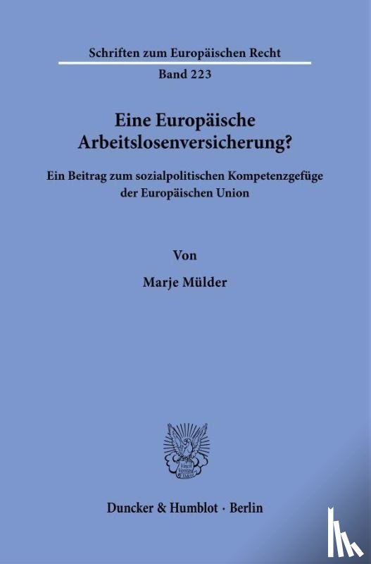 Mülder, Marje - Eine Europäische Arbeitslosenversicherung?