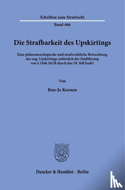Koenen, Ron-Jo - Die Strafbarkeit des Upskirtings
