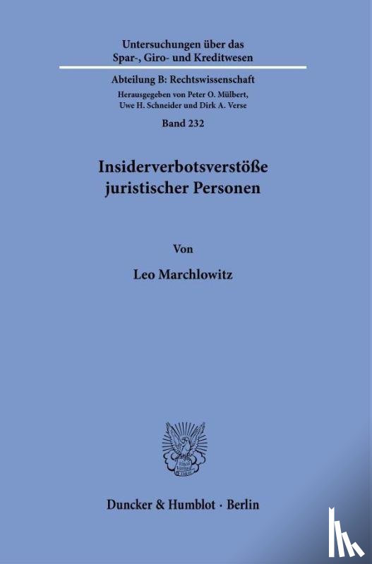 Marchlowitz, Leo - Insiderverbotsverstöße juristischer Personen
