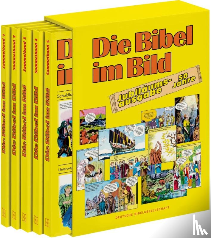  - Comic-Reihe "Die Bibel im Bild". 50 Jahre-Jubiläumsausgabe. Kinderbuch-Klassiker ab 8 Jahren mit Geschichten aus dem Alten und Neuen Testament als Comics. 5 Sammelbände im Schuber