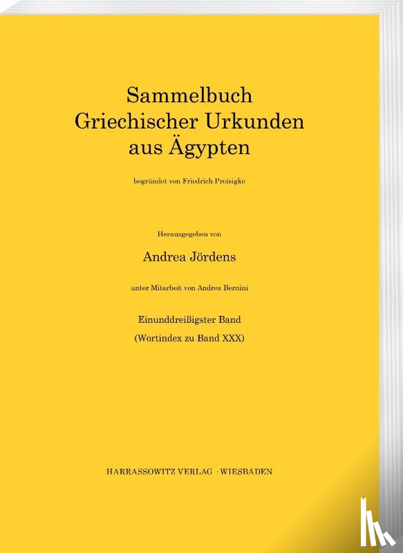  - Sammelbuch griechischer Urkunden aus Ägypten / Sammelbuch griechischer Urkunden aus Ägypten. Wortindex zu Band 30