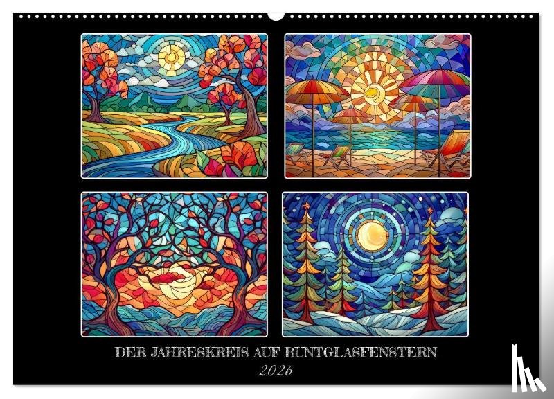 Braun, Werner - Der Jahreskreis auf Buntglasfenstern (Wandkalender 2026 DIN A2 quer), CALVENDO Monatskalender
