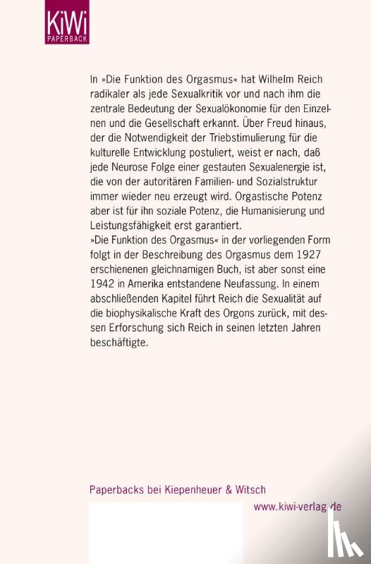 Reich, Wilhelm - Die Funktion des Orgasmus
