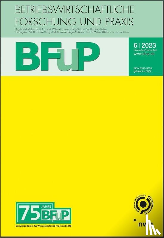  - Allgemeine Betriebswirtschaftslehre - 75 Jahre BFuP