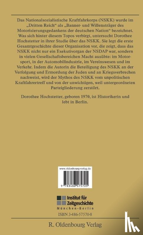 Hochstetter, Dorothee - Motorisierung Und Volksgemeinschaft