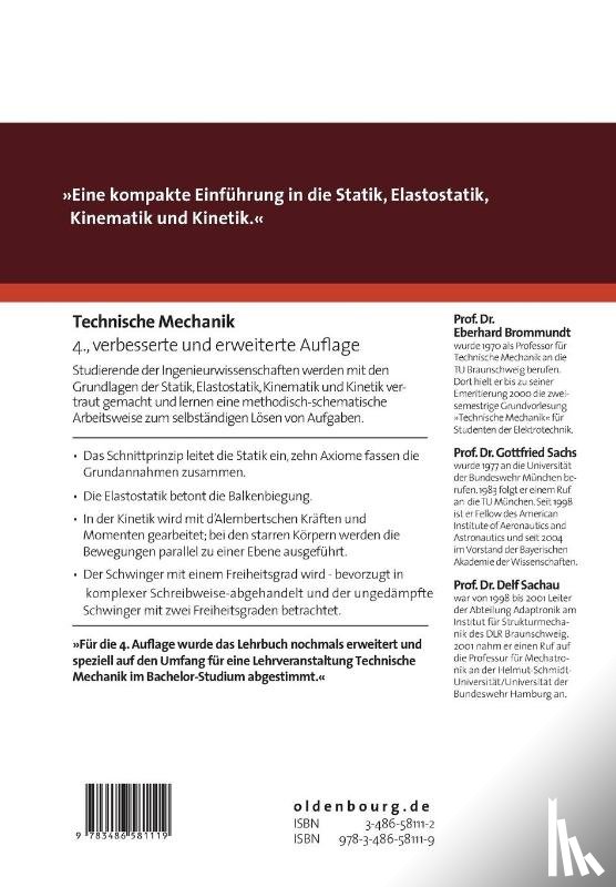 Brommundt, Eberhard, Sachs, Gottfried, Sachau, Delf - Technische Mechanik