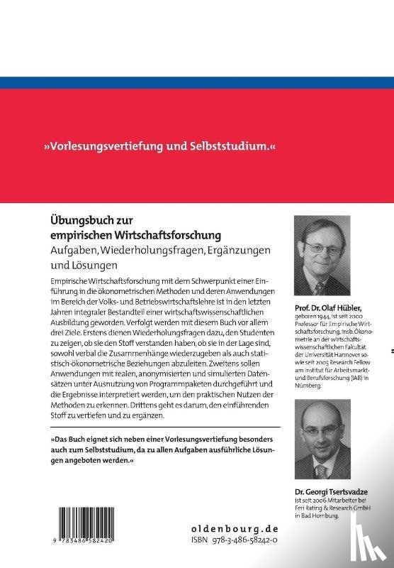 Hubler, Olaf, Tsertsvadze, Georgi - Ubungsbuch Zur Empirischen Wirtschaftsforschung