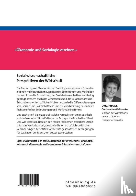 Mikl-Horke, Gertraude - Sozialwissenschaftliche Perspektiven Der Wirtschaft