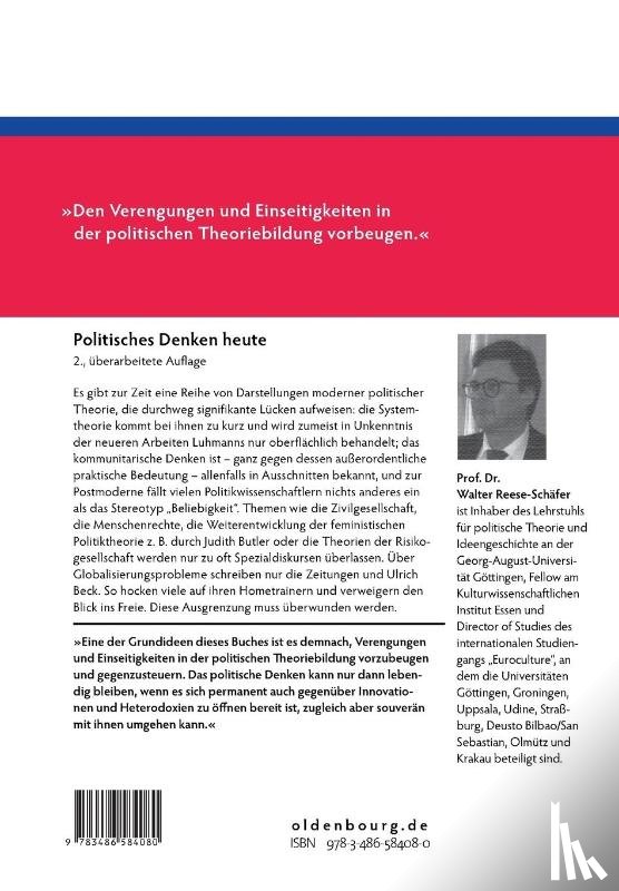 Reese-Schafer, Walter - Politisches Denken Heute