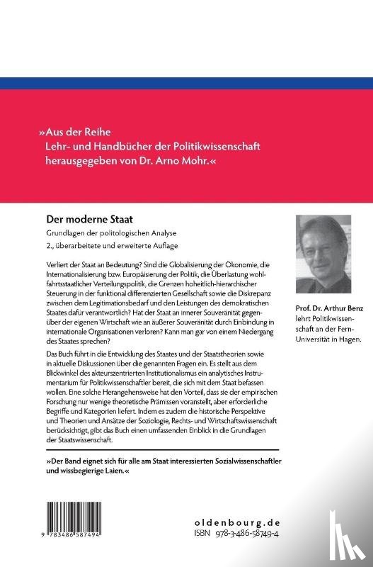 Benz, Professor of Political Science Arthur (Fern University Hagen Germany) - Der Moderne Staat