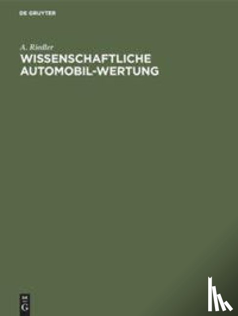 Riedler, A - Wissenschaftliche Automobil-Wertung