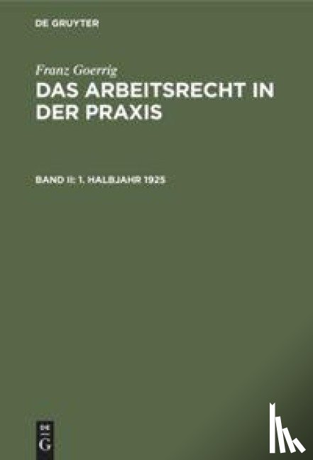 Goerrig, Franz - 1. Halbjahr 1925