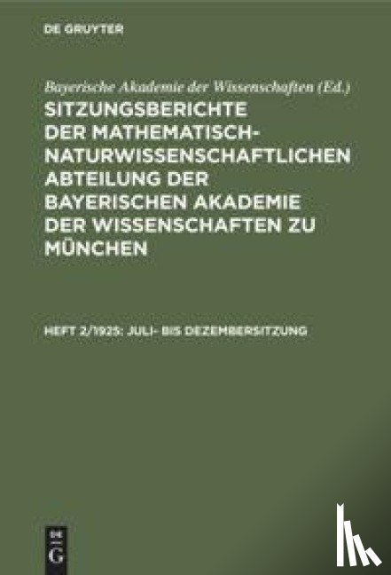  - Juli- Bis Dezembersitzung