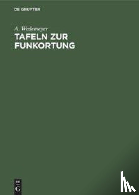 Wedemeyer, A - Tafeln Zur Funkortung