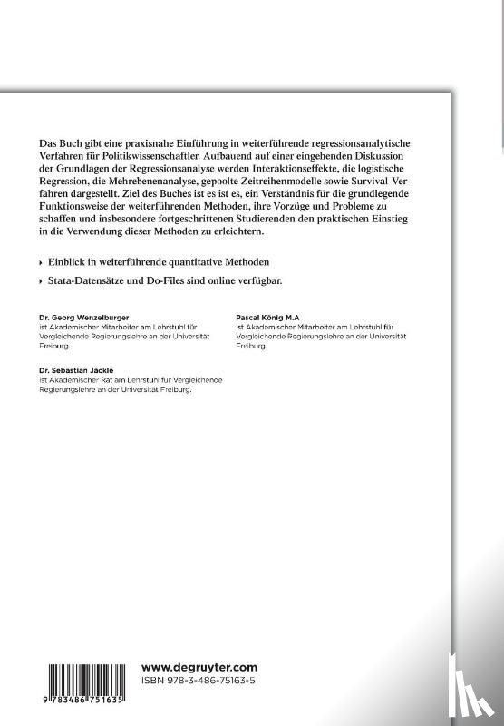 Wenzelburger, Georg, Jackle, Sebastian, Konig, Pascal - Weiterfuhrende statistische Methoden fur Politikwissenschaftler