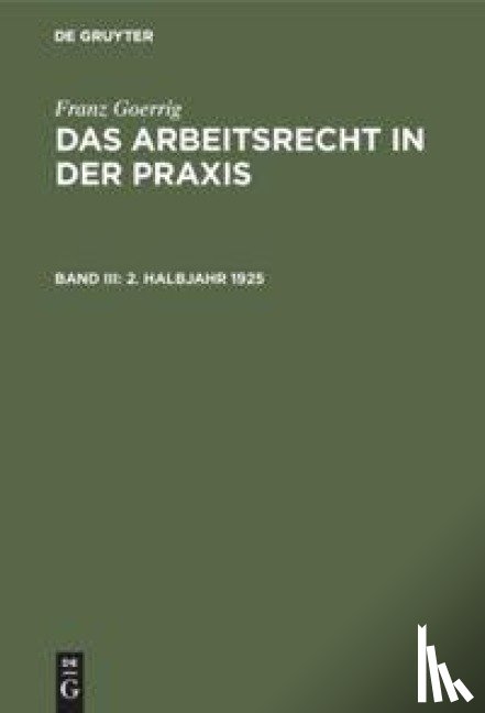 Goerrig, Franz - 2. Halbjahr 1925