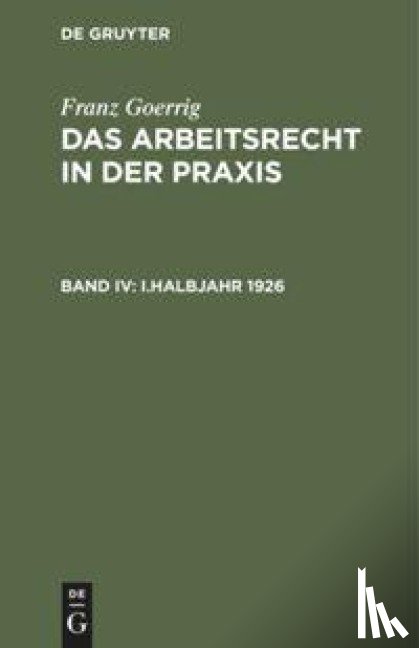 Goerrig, Franz - I.Halbjahr 1926