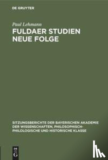 Lehmann, Paul - Fuldaer Studien Neue Folge