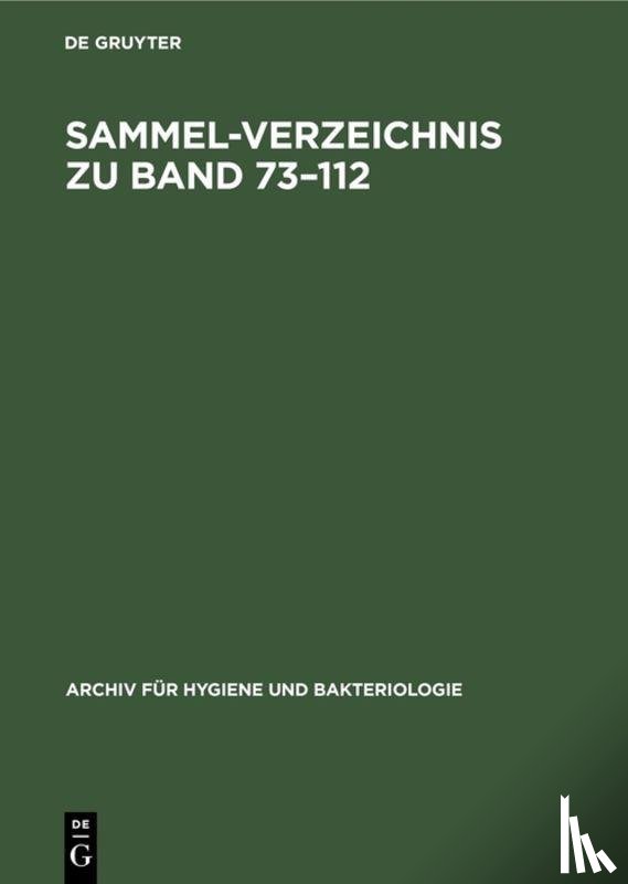  - Sammel-Verzeichnis Zu Band 73-112