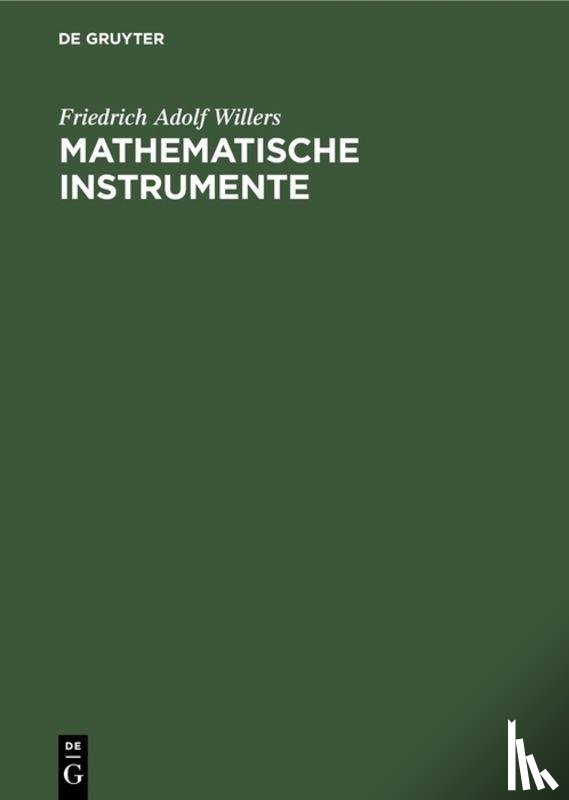 Willers, Friedrich Adolf - Mathematische Instrumente