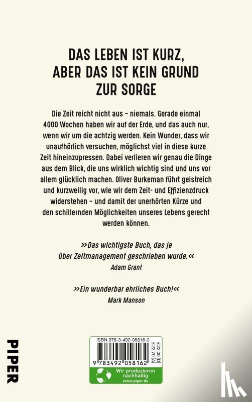 Burkeman, Oliver - 4000 Wochen