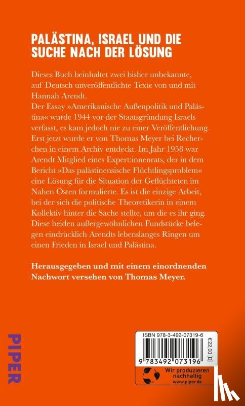 Arendt, Hannah - Über Palästina