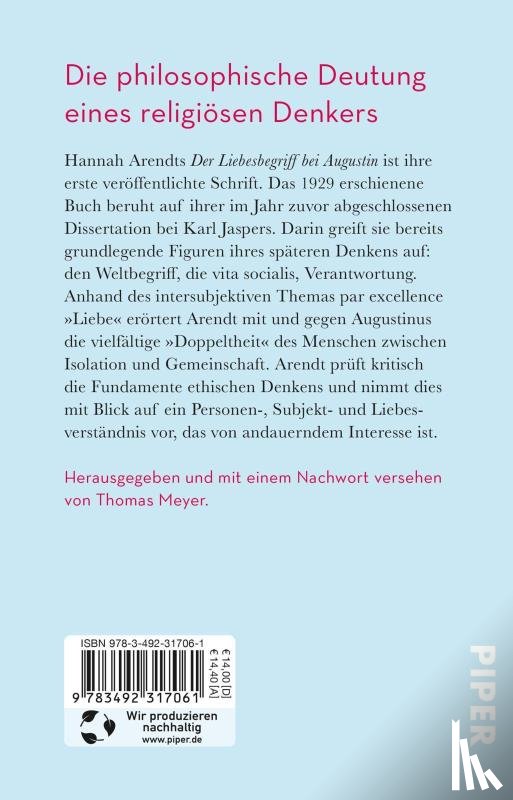 Arendt, Hannah - Der Liebesbegriff bei Augustin