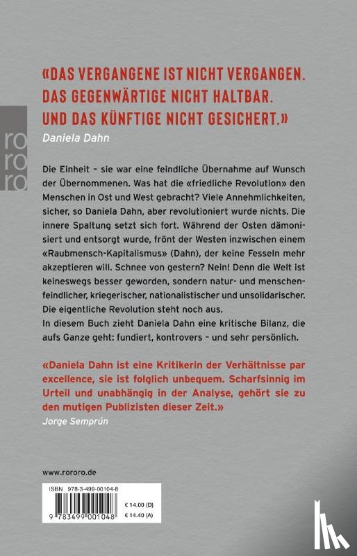Dahn, Daniela - Der Schnee von gestern ist die Sintflut von heute